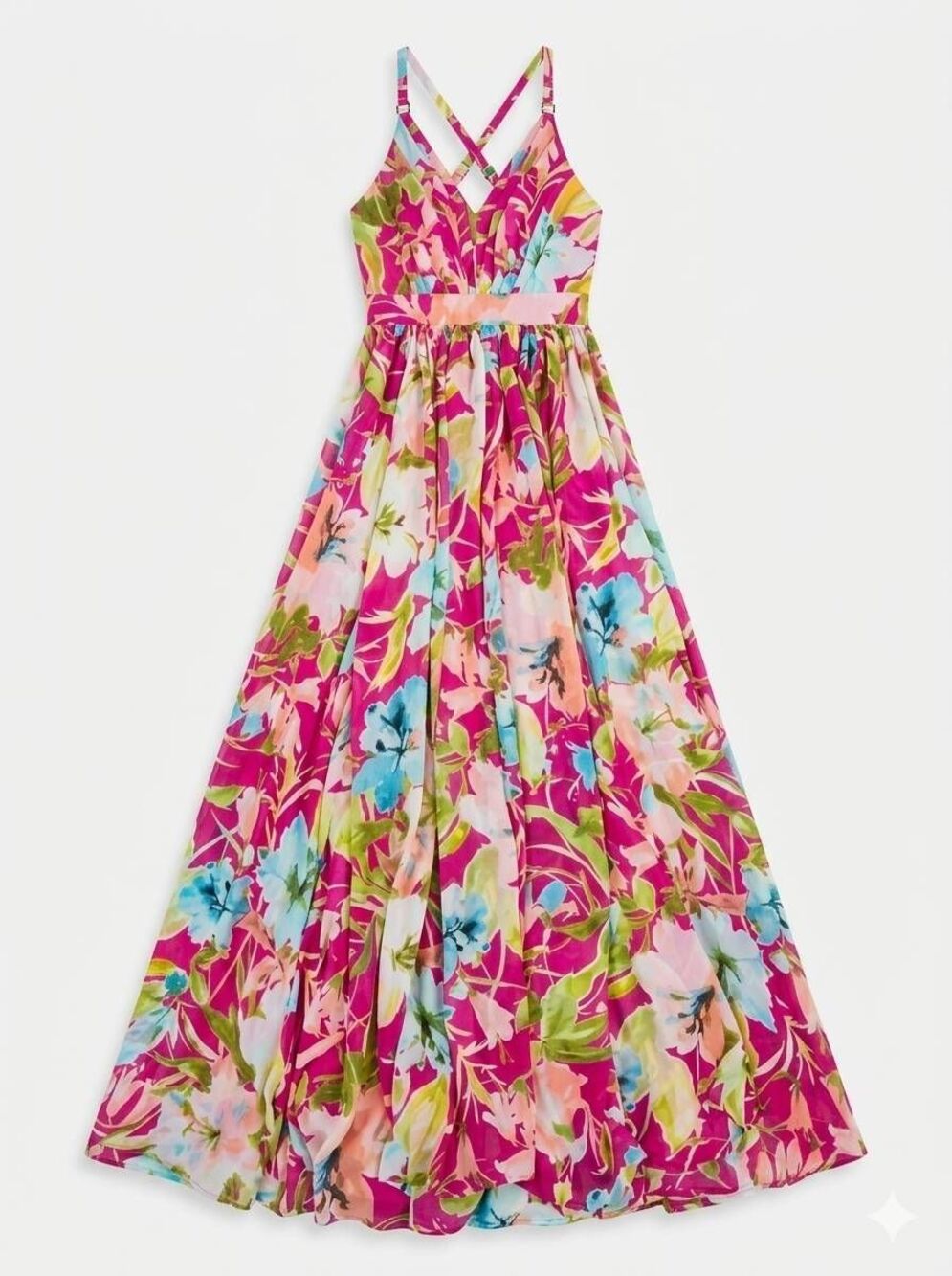🩵NWT Meghan LA Red Watercolor Enchanted Garden Sleeveless Maxi Dress Small